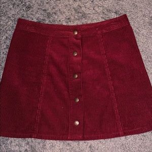 Corduroy burgundy button up skirt